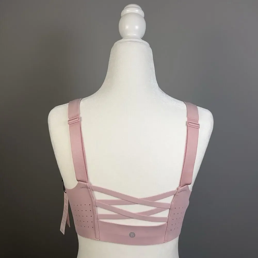 Victoria’s Secret Pink Featherweight‎ Max Sports Bra Zip Front Strappy Back 38DD